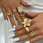 Vintage Bloom Ring Set - 8piece