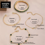 Emerald Luxe Bracelet Set - Crystal Charm Stack